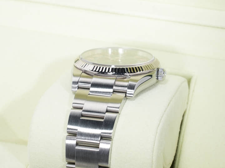 ロレックス エアキング Ref.114234 ステンレススチールxホワイトゴールド ブルーコンセントリック文字盤 美中古 5xgbyggk