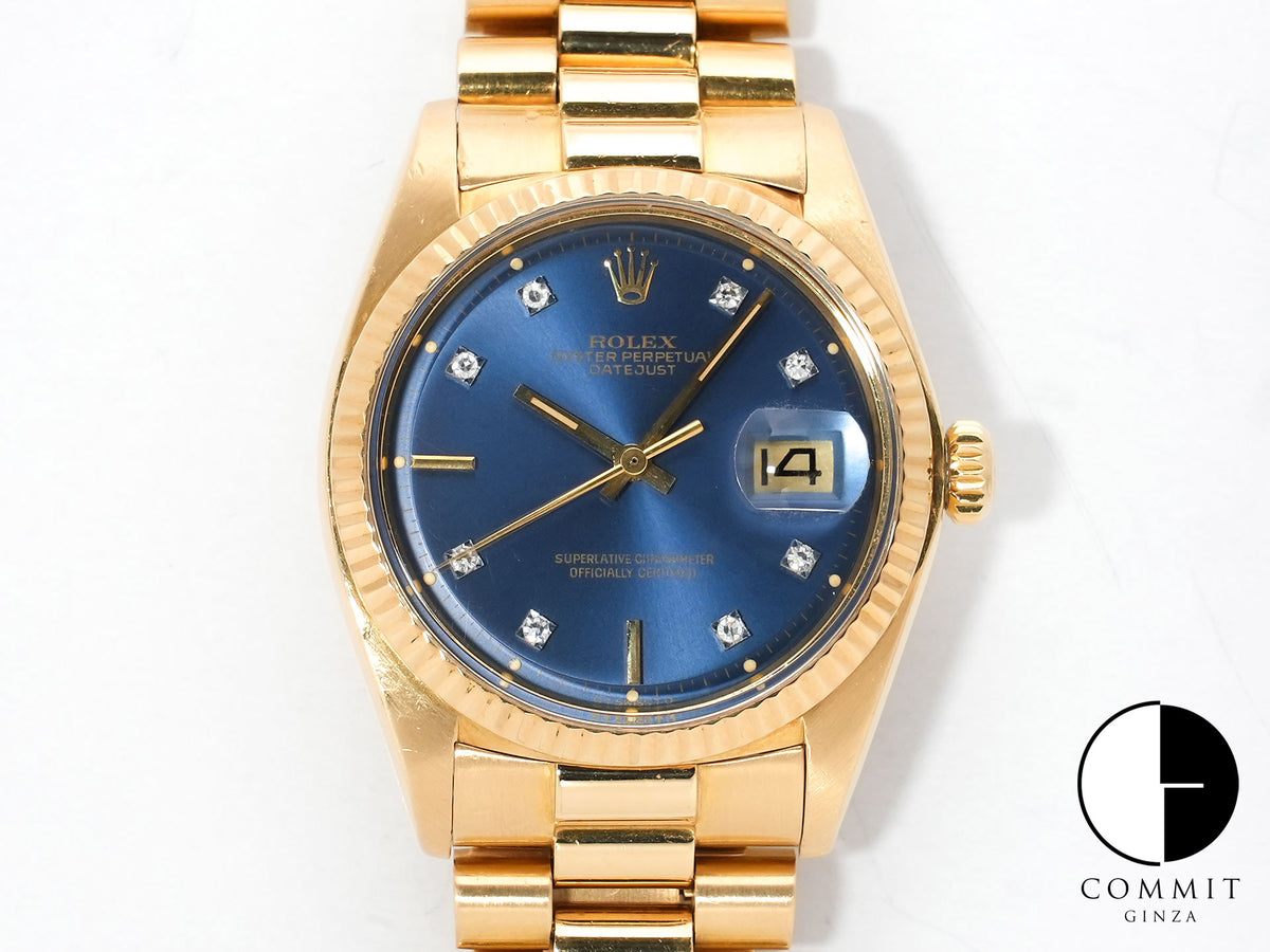 Rolex Datejust Ref. 1601/8 Yellow Gold Blue Dial Pre-owned 8mb2rnac