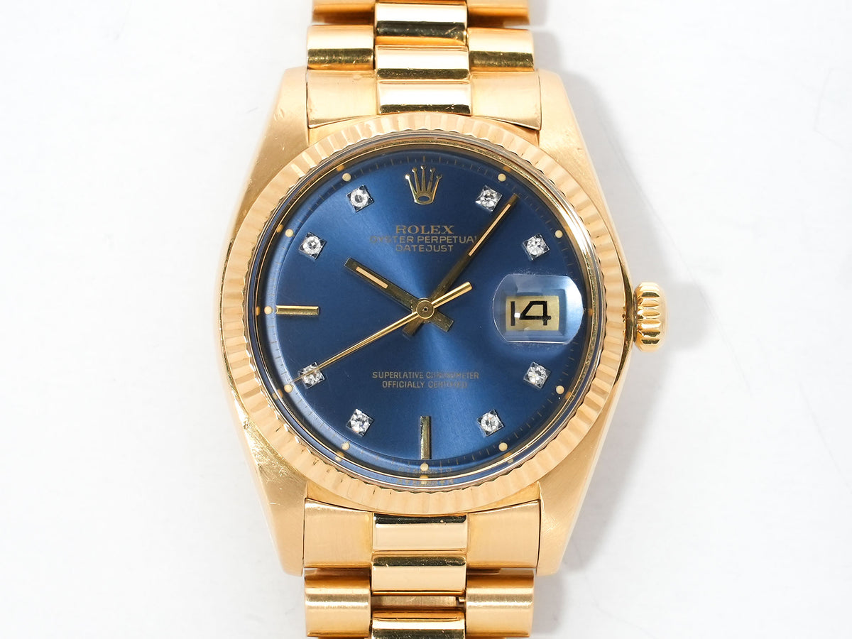 Rolex Datejust Ref. 1601/8 Yellow Gold Blue Dial Pre-owned 8mb2rnac