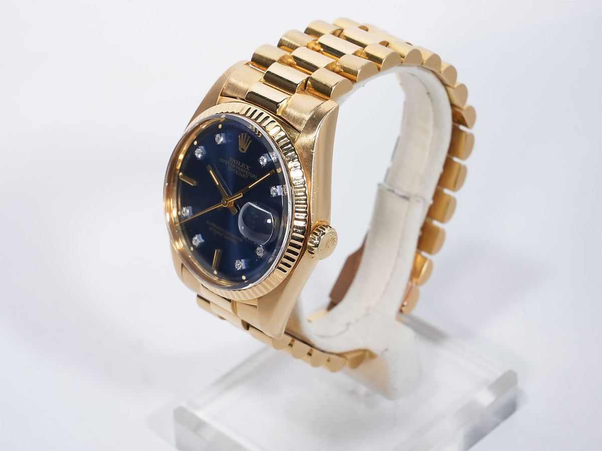 Rolex Datejust Ref. 1601/8 Yellow Gold Blue Dial Pre-owned 8mb2rnac