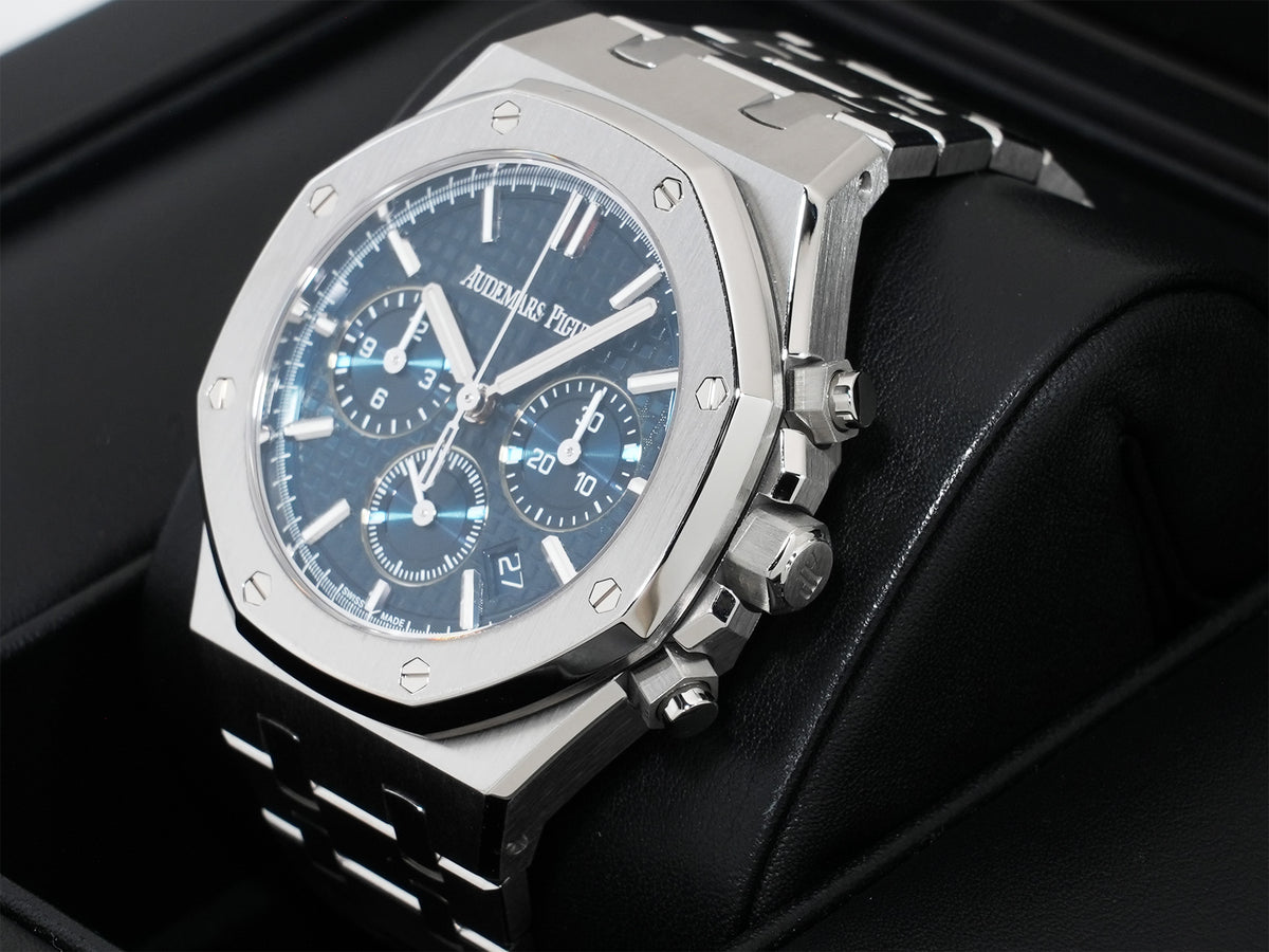 Audemars Piguet Royal Oak Chronograph Ref. 26715ST.OO.1356ST.01 Stainless Steel Night Blue Dial, Excellent Condition, iw355mto