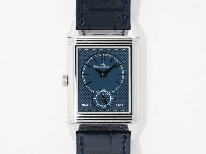 Jaeger-LeCoultre Reverso Tribute Duo Ref. Q3908420 Stainless Steel Silver/Blue Dial Pre-owned 7yo2zs5j