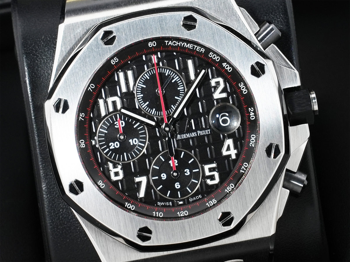 Audemars Piguet Royal Oak Offshore Chronograph Ref. 26470ST.OO.A101CR.01 Stainless Steel Black (Mega Tapisserie) Dial, Pre-owned in excellent condition jpdh2vxo