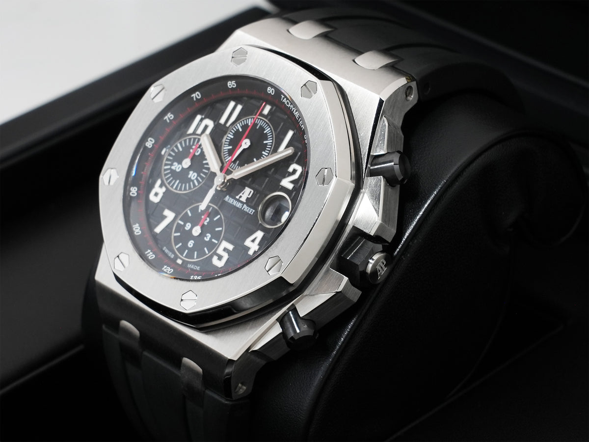 Audemars Piguet Royal Oak Offshore Chronograph Ref. 26470ST.OO.A101CR.01 Stainless Steel Black (Mega Tapisserie) Dial, Pre-owned in excellent condition jpdh2vxo