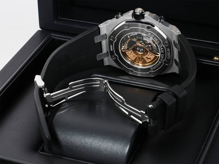 Audemars Piguet Royal Oak Offshore Chronograph Ref. 26470ST.OO.A101CR.01 Stainless Steel Black (Mega Tapisserie) Dial, Pre-owned in excellent condition jpdh2vxo