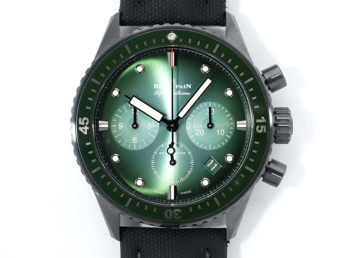 ブランパン フィフティ ファゾムス バチスカーフ フライバック クロノグラフ Ref.5200-0153-B52A セラミック グリーン文字盤 美品 krutmsey