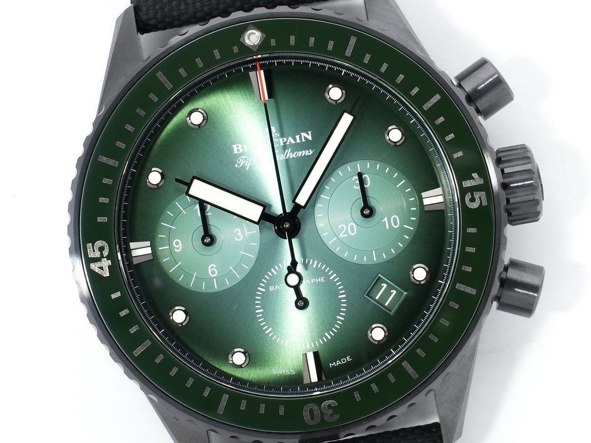 ブランパン フィフティ ファゾムス バチスカーフ フライバック クロノグラフ Ref.5200-0153-B52A セラミック グリーン文字盤 美品 krutmsey