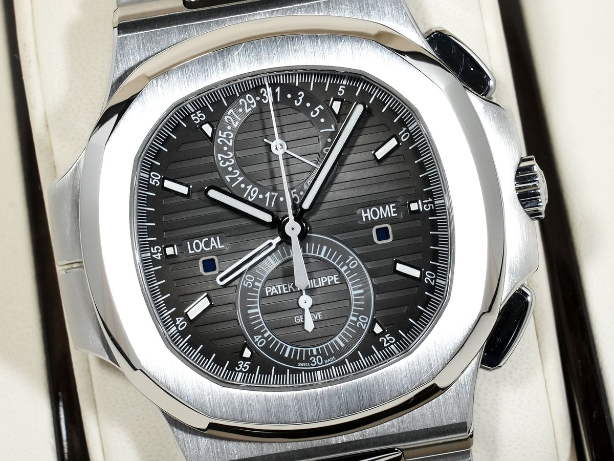 パテックフィリップ ノーチラス トラベルタイム クロノグラフ Ref.5990/1A-001 ステンレススチール ブラックグラデーション文字盤 美中古 cajmy97j