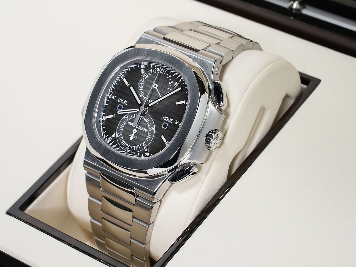 パテックフィリップ ノーチラス トラベルタイム クロノグラフ Ref.5990/1A-001 ステンレススチール ブラックグラデーション文字盤 美中古 cajmy97j