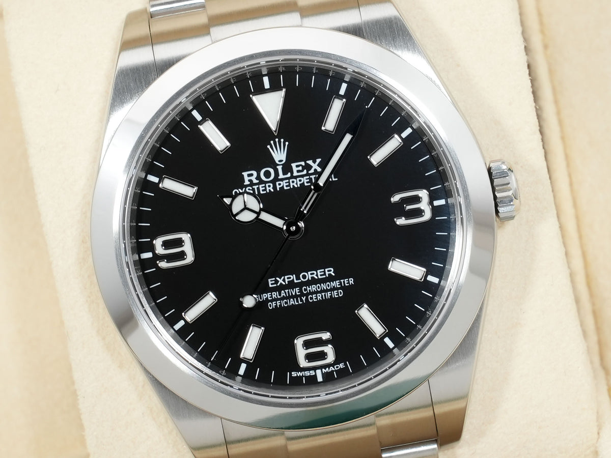 ロレックス エクスプローラーI Ref.214270 ステンレススチール ブラック文字盤 オイスターブレスレット 美品 huu7nhgt