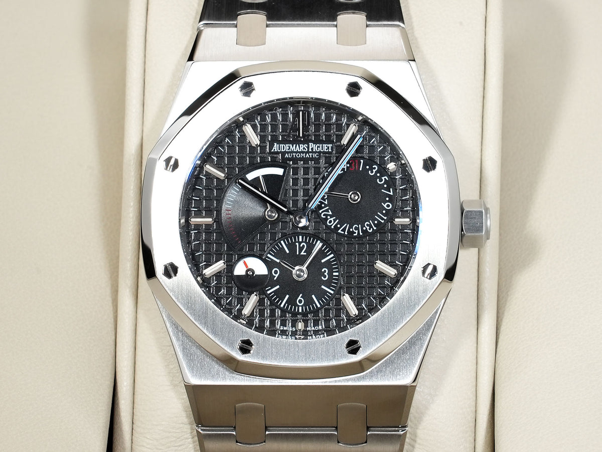 Audemars Piguet Royal Oak Dual Time Ref. 26120ST.OO.1220ST.03 Stainless Steel Black Dial in Excellent Condition x6ud7amn