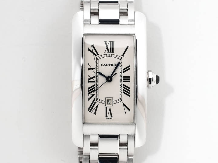 Cartier Tank Américaine MM Ref. W26036L1 White Gold, White Dial, Pre-owned in excellent condition 5iwsuczu