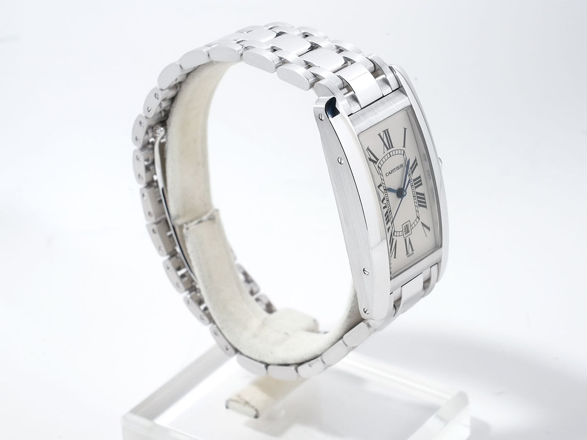 Cartier Tank Américaine MM Ref. W26036L1 White Gold, White Dial, Pre-owned in excellent condition 5iwsuczu