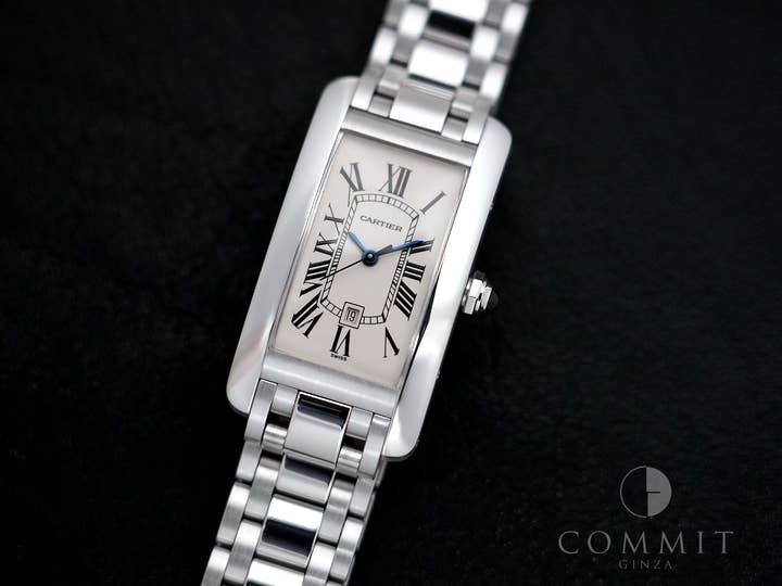 Cartier Tank Américaine MM Ref. W26036L1 White Gold, White Dial, Pre-owned in excellent condition 5iwsuczu