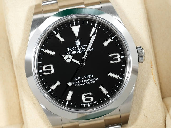 ロレックス エクスプローラーI Ref.214270 ステンレススチール ブラック文字盤 オイスターブレスレット 美中古 fwf834qf