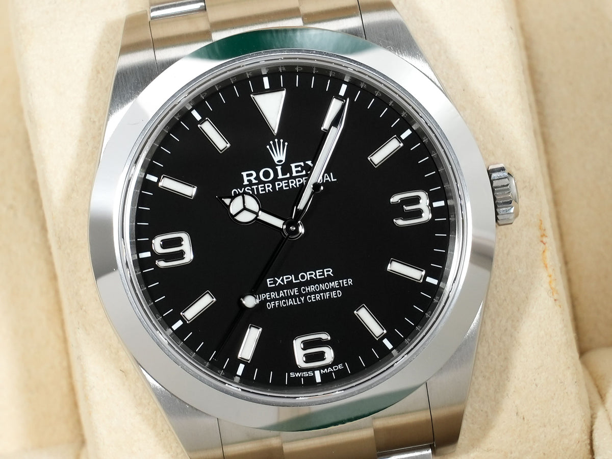 ロレックス エクスプローラーI Ref.214270 ステンレススチール ブラック文字盤 オイスターブレスレット 美中古 fwf834qf