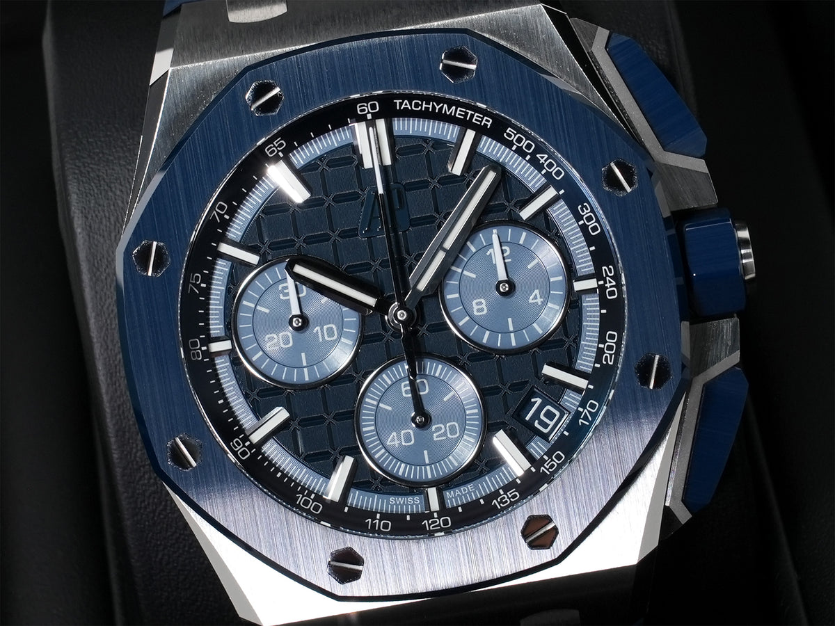 オーデマピゲ ロイヤルオーク オフショア クロノグラフ Ref.26420SO.OO.A029VE.01 ステンレススチール/ブルーセラミック ブルー文字盤 極美品 gmcdytk3