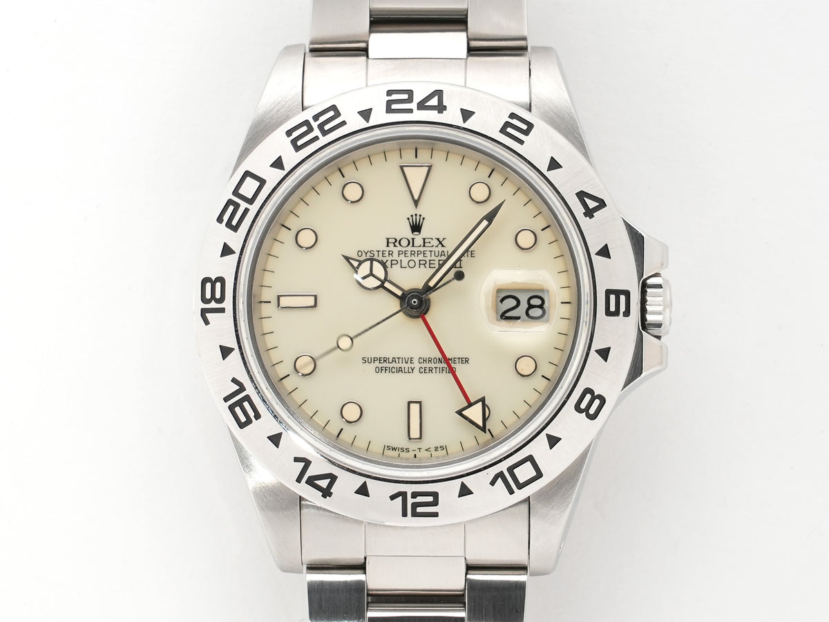 ロレックス エクスプローラーII Ref.16550 ステンレススチール アイボリー文字盤 オイスターブレスレット 中古 s4mynj7v