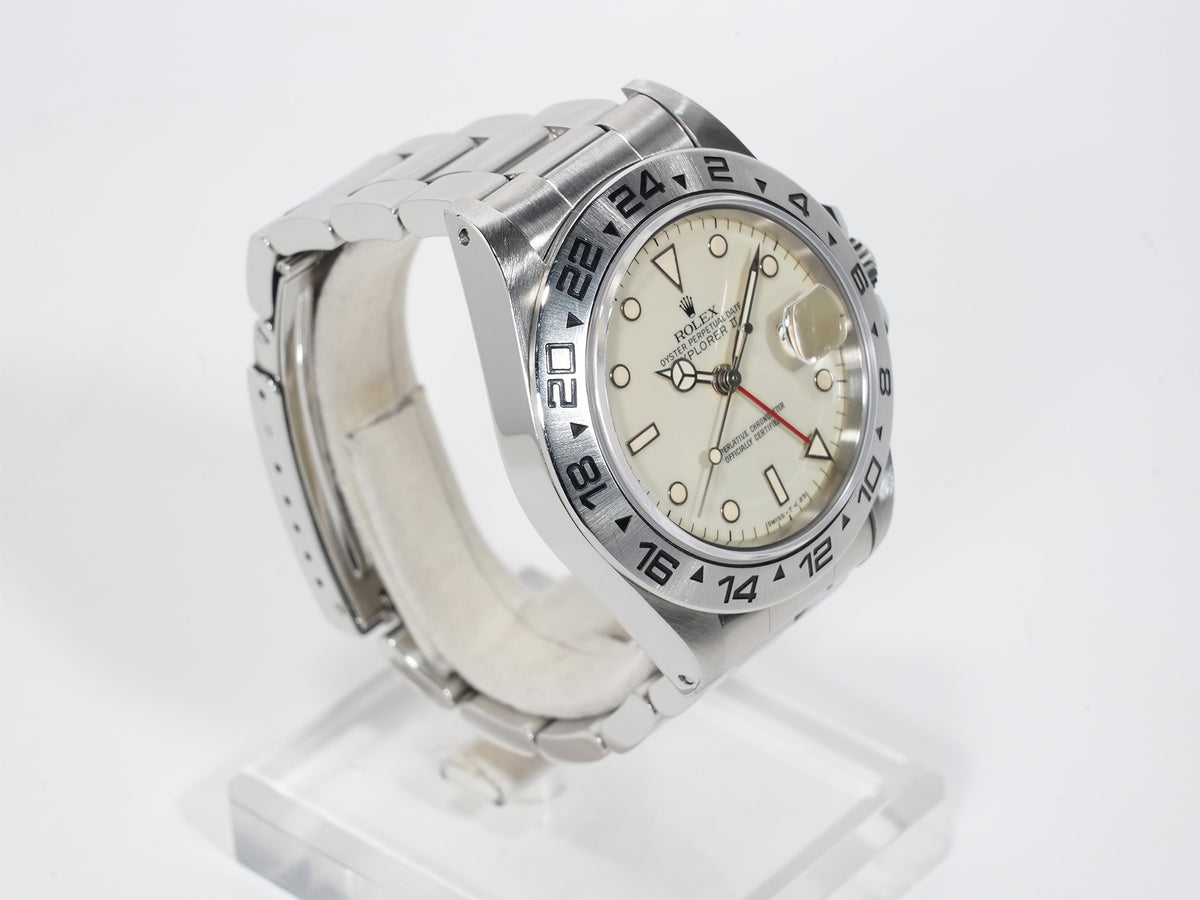 ロレックス エクスプローラーII Ref.16550 ステンレススチール アイボリー文字盤 オイスターブレスレット 中古 s4mynj7v