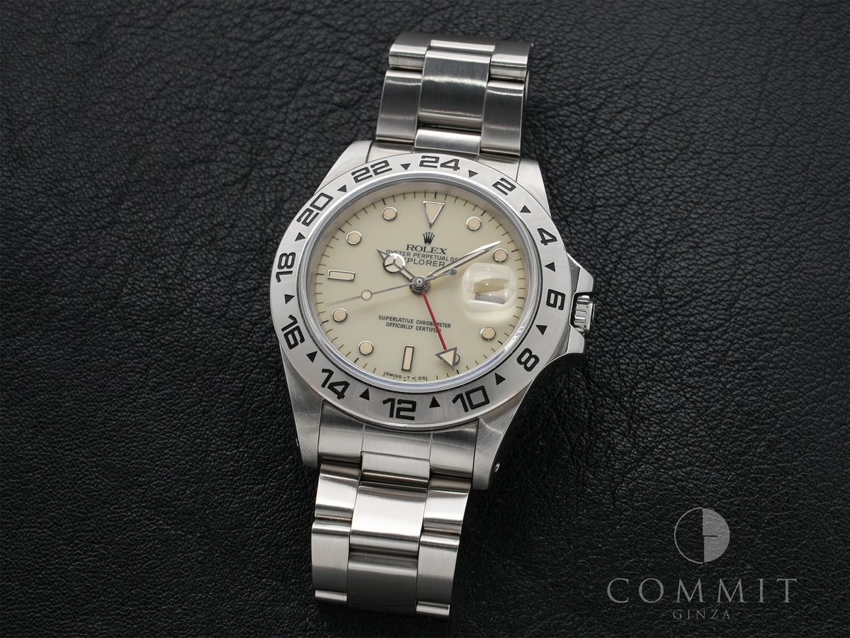 ロレックス エクスプローラーII Ref.16550 ステンレススチール アイボリー文字盤 オイスターブレスレット 中古 s4mynj7v