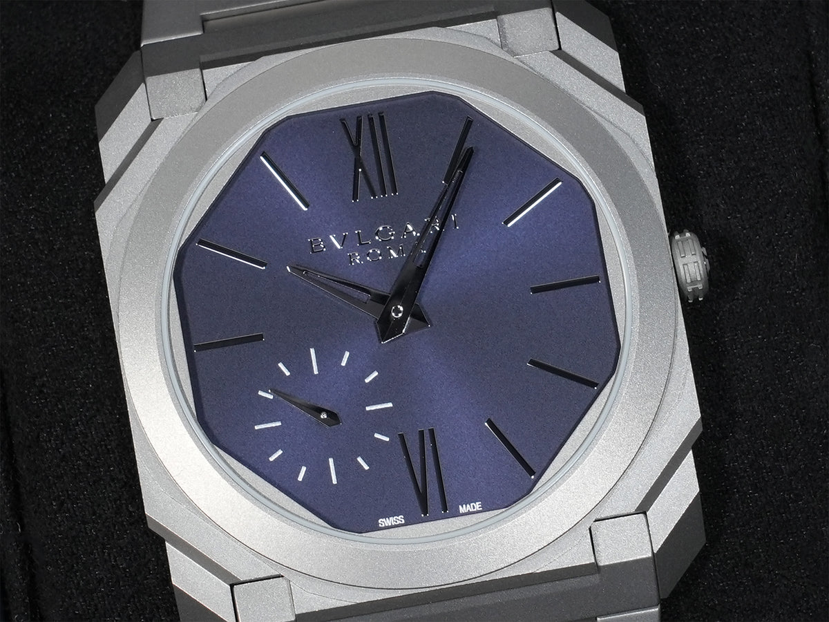 Bvlgari Octo Finissimo Roma Edition Ref.103766 Titanium Midnight Blue Dial Excellent Condition sd793dj8