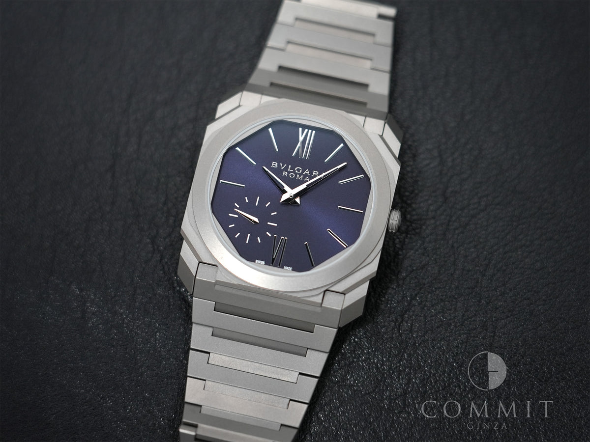 Bvlgari Octo Finissimo Roma Edition Ref.103766 Titanium Midnight Blue Dial Excellent Condition sd793dj8