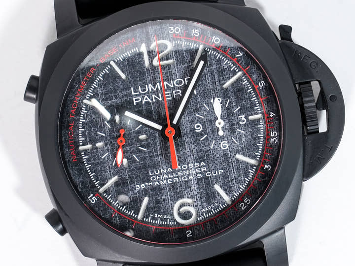 Panerai Luminor Rossa Chrono Flyback Limited Ref.PAM01037 Ceramic Dark Grey Dial Excellent Condition 9u8f45xc