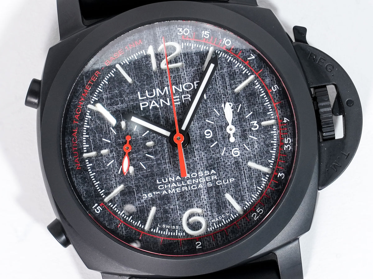 Panerai Luminor Rossa Chrono Flyback Limited Ref.PAM01037 Ceramic Dark Grey Dial Excellent Condition 9u8f45xc