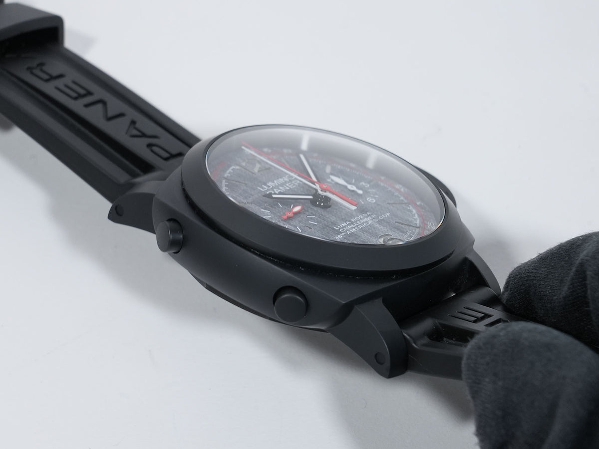 Panerai Luminor Rossa Chrono Flyback Limited Ref.PAM01037 Ceramic Dark Grey Dial Excellent Condition 9u8f45xc