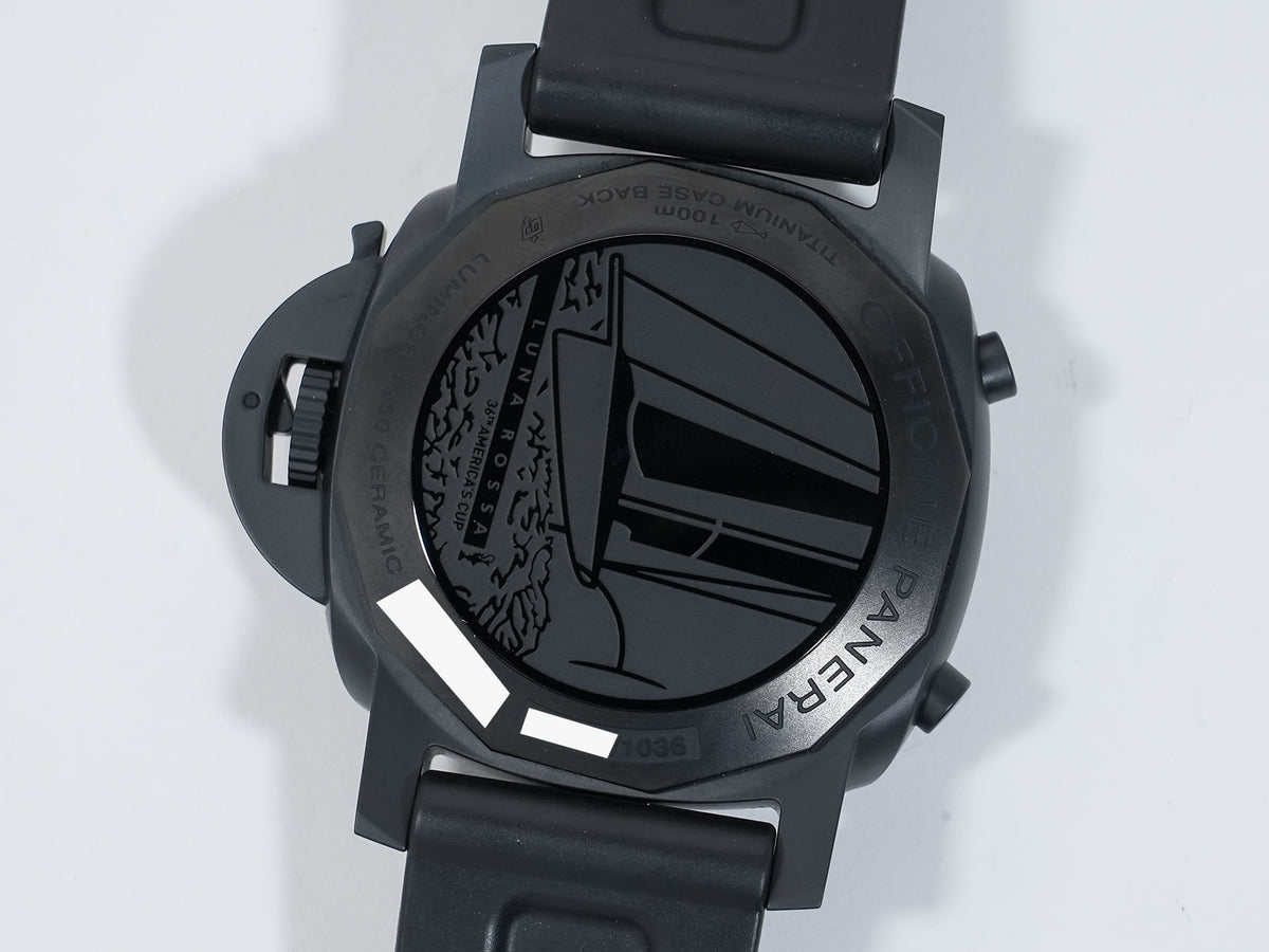 Panerai Luminor Rossa Chrono Flyback Limited Ref.PAM01037 Ceramic Dark Grey Dial Excellent Condition 9u8f45xc