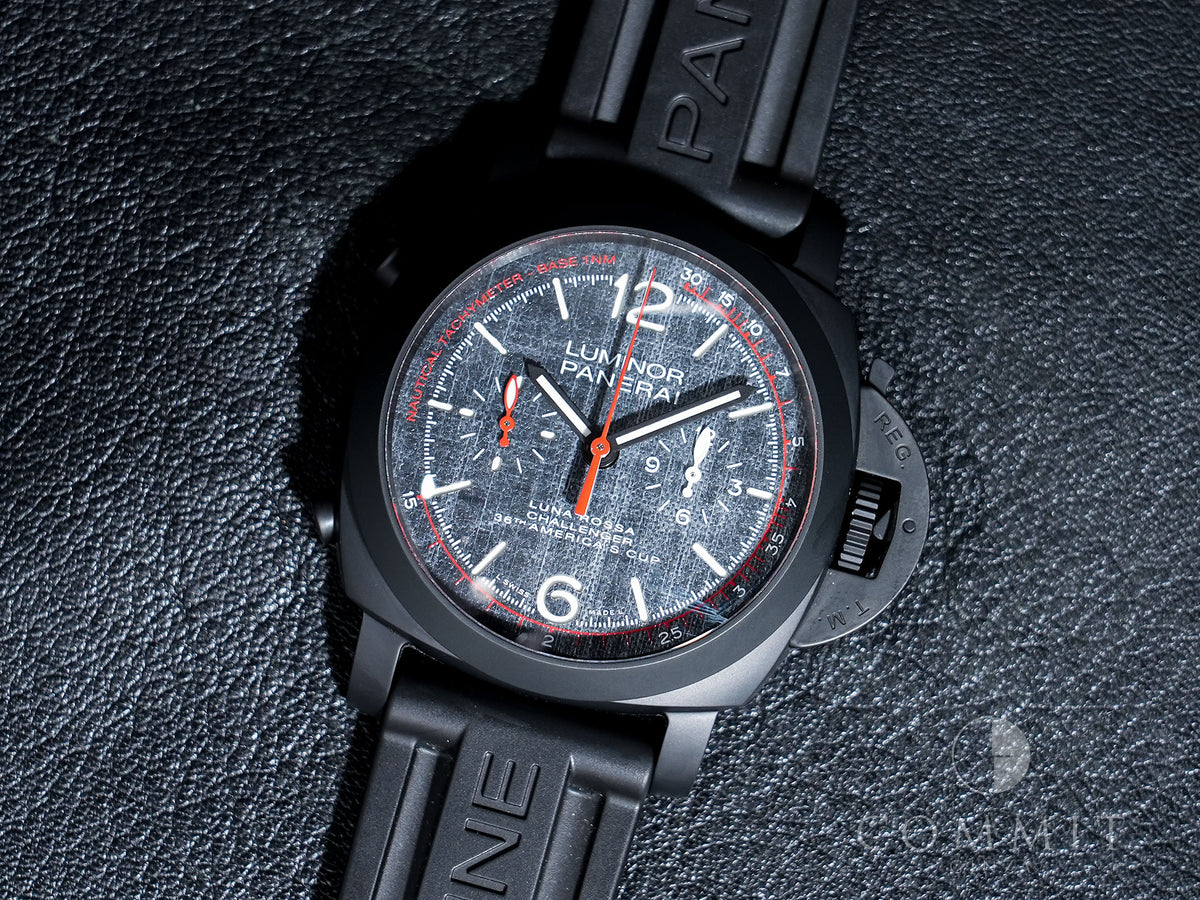 Panerai Luminor Rossa Chrono Flyback Limited Ref.PAM01037 Ceramic Dark Grey Dial Excellent Condition 9u8f45xc