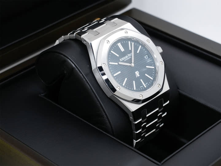 Audemars Piguet Royal Oak Jumbo Extra-Thin Ref.16202ST.OO.1240ST.02 Stainless Steel Night Blue Dial Excellent Condition ovp95avq