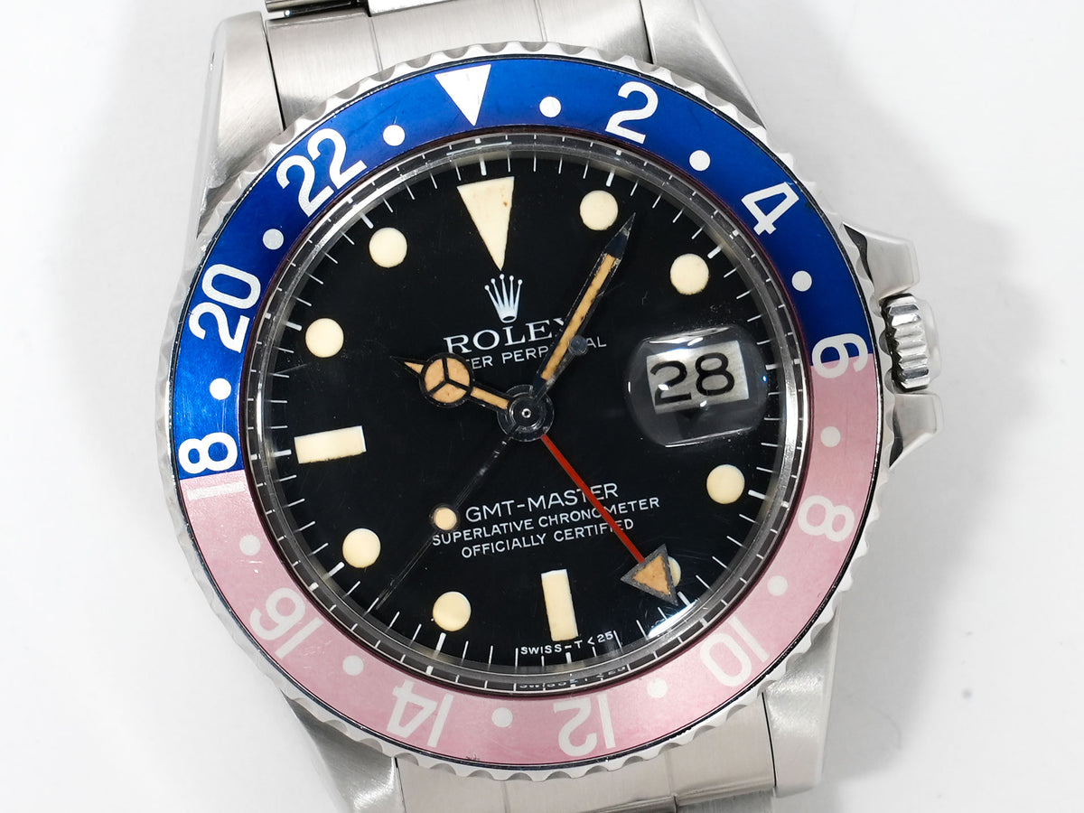 ロレックス GMTマスター Ref.1675 ステンレススチール ブラック文字盤 オイスターブレスレット 中古 upuniucz