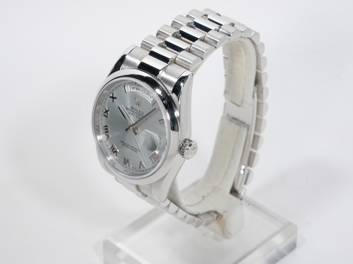 Rolex Day-Date 36 Ref.118206 Platinum Ice Blue Dial Pre-owned qzby2db4