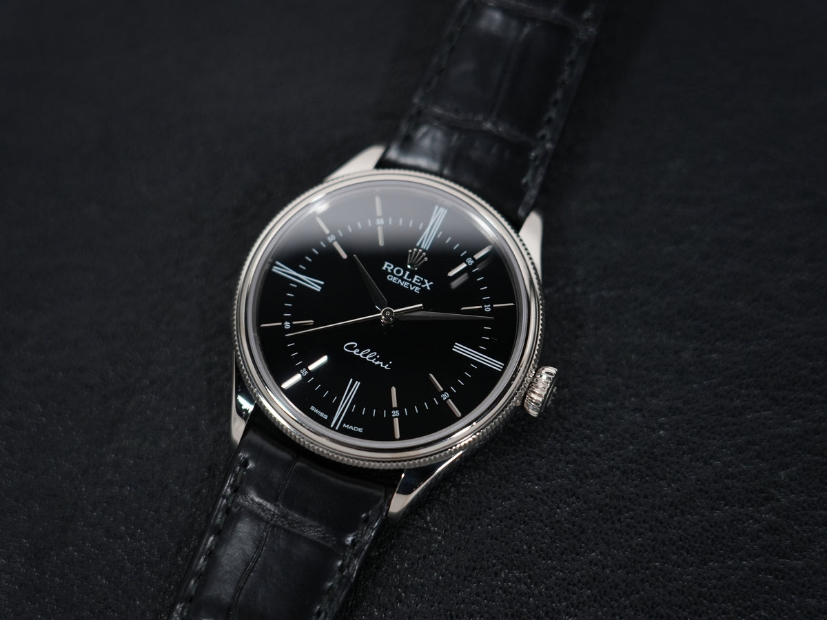 ロレックス チェリーニ タイム Ref.50509 ホワイトゴールド ブラック文字盤 中古 wub2nuvv