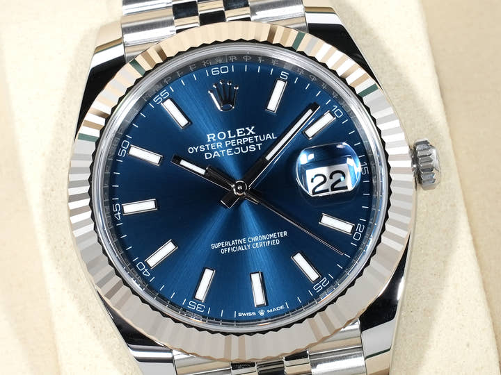 Rolex Datejust 41 Ref.126334 Stainless Steel/White Gold Bright Blue Dial Jubilee Bracelet Unused vxteraet