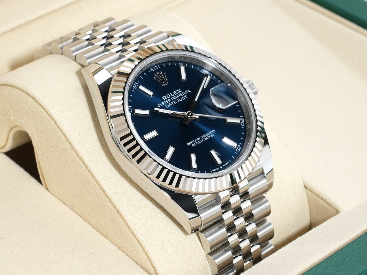 Rolex Datejust 41 Ref.126334 Stainless Steel/White Gold Bright Blue Dial Jubilee Bracelet Unused vxteraet