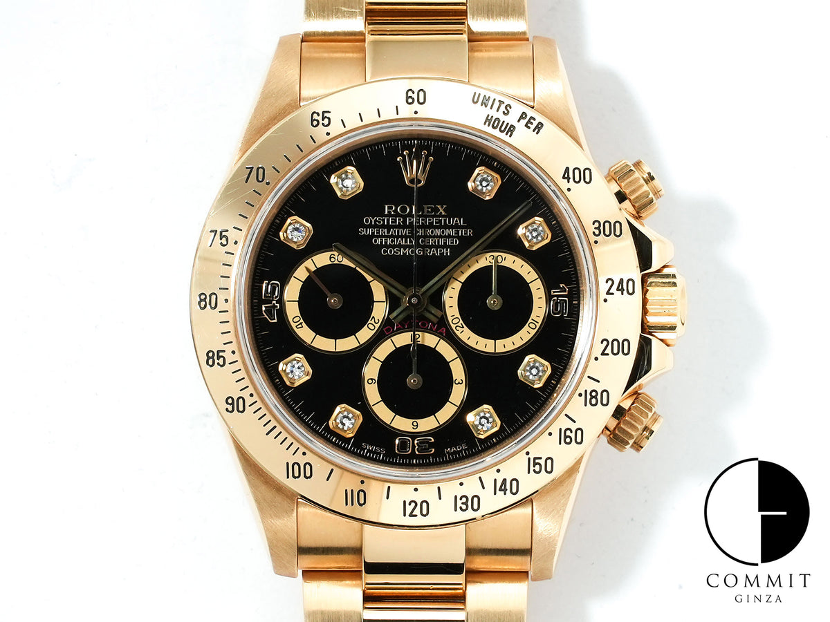 ロレックス デイトナ エルプリメロ Ref.16528 イエローゴールド ブラックx8Pダイヤ文字盤 中古 zn54un9e