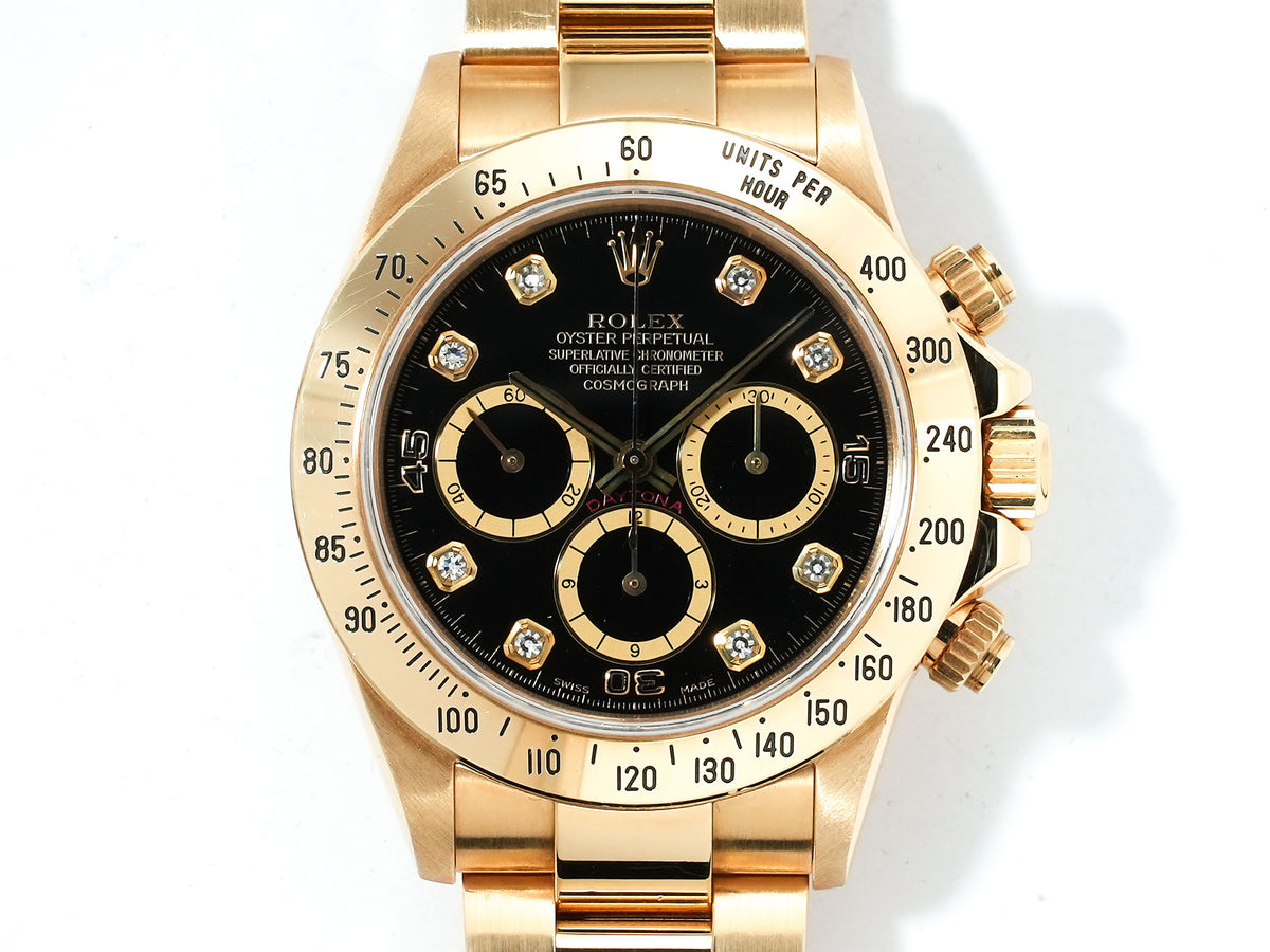 ロレックス デイトナ エルプリメロ Ref.16528 イエローゴールド ブラックx8Pダイヤ文字盤 中古 zn54un9e