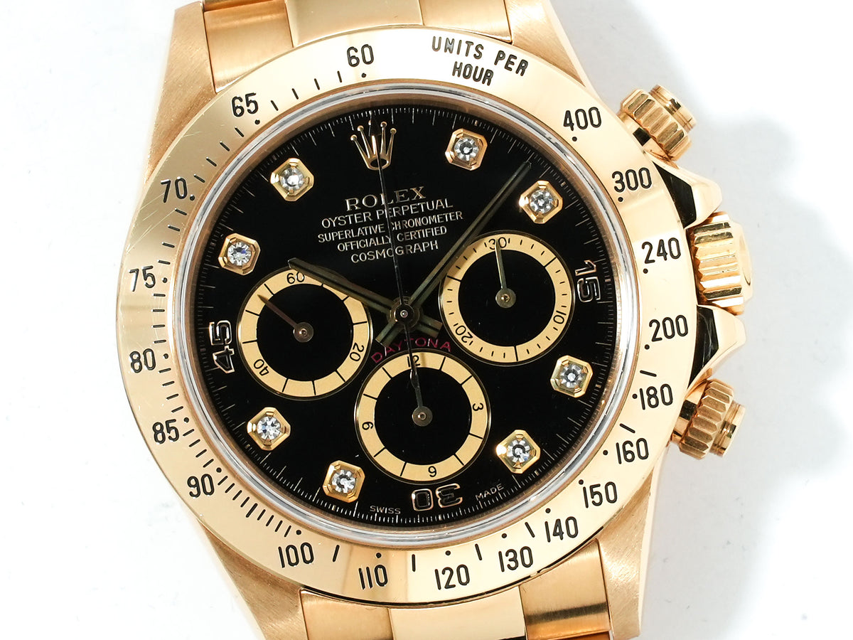 ロレックス デイトナ エルプリメロ Ref.16528 イエローゴールド ブラックx8Pダイヤ文字盤 中古 zn54un9e