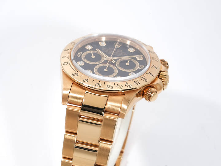 ロレックス デイトナ エルプリメロ Ref.16528 イエローゴールド ブラックx8Pダイヤ文字盤 中古 429ndas2