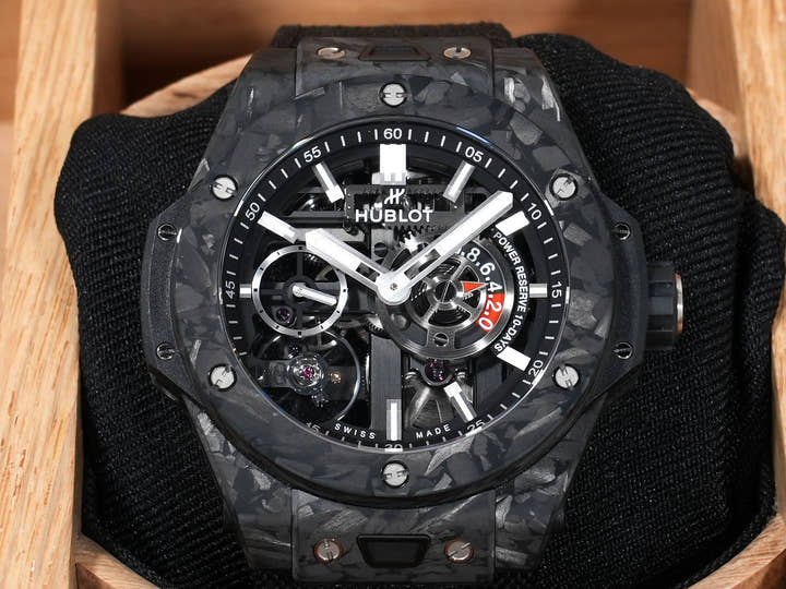 ウブロ ビッグバン メカ‐10 フロステッドカーボン Ref.444.QN.1170.NR マットブラックフロステッドカーボン マットブラック スケルトン文字盤 美品 trdzk6kf