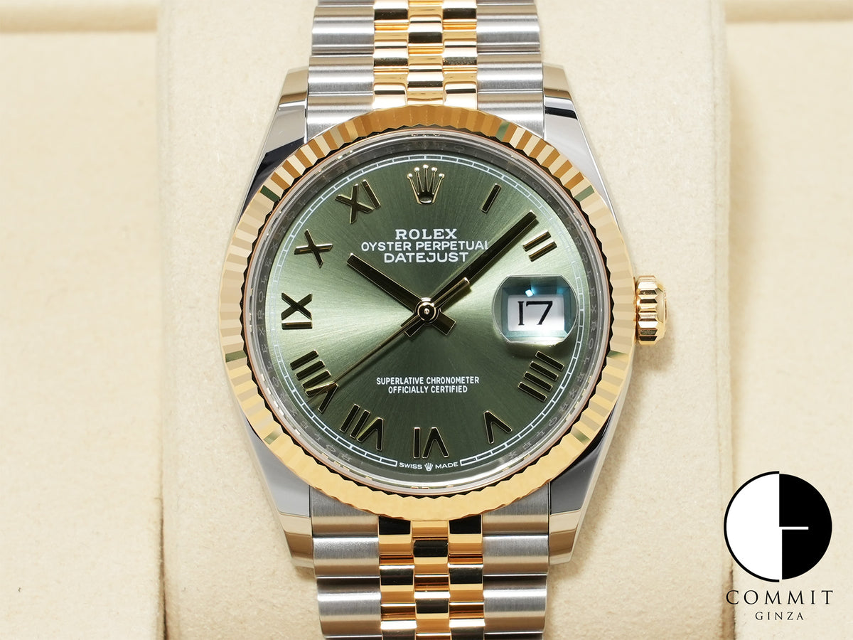 Rolex Datejust 36 Ref.126233 Stainless Steel/Yellow Gold Olive Green Dial Jubilee Bracelet Unused whq6yvg7