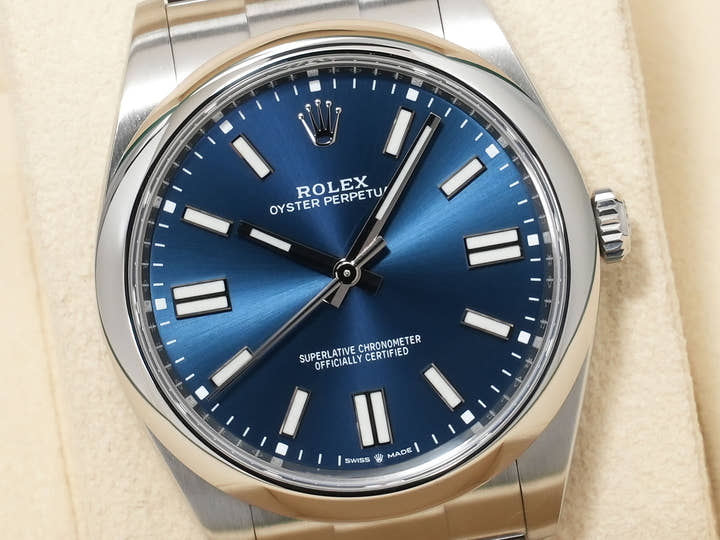 ロレックス オイスターパーペチュアル41 Ref.124300 ステンレススチール ブライトブルー文字盤 美品 djqcdis2
