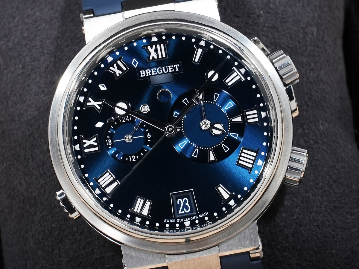 Breguet Marine Alarm Musical 5547 Ref.5547TI/Y1/5ZU Titanium Sunburst Blue Dial Pre-owned q5pxzjnt