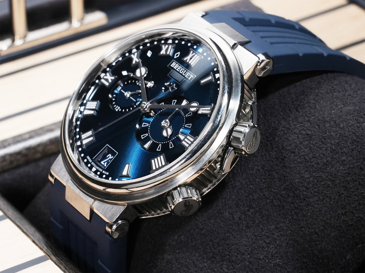 Breguet Marine Alarm Musical 5547 Ref.5547TI/Y1/5ZU Titanium Sunburst Blue Dial Pre-owned q5pxzjnt