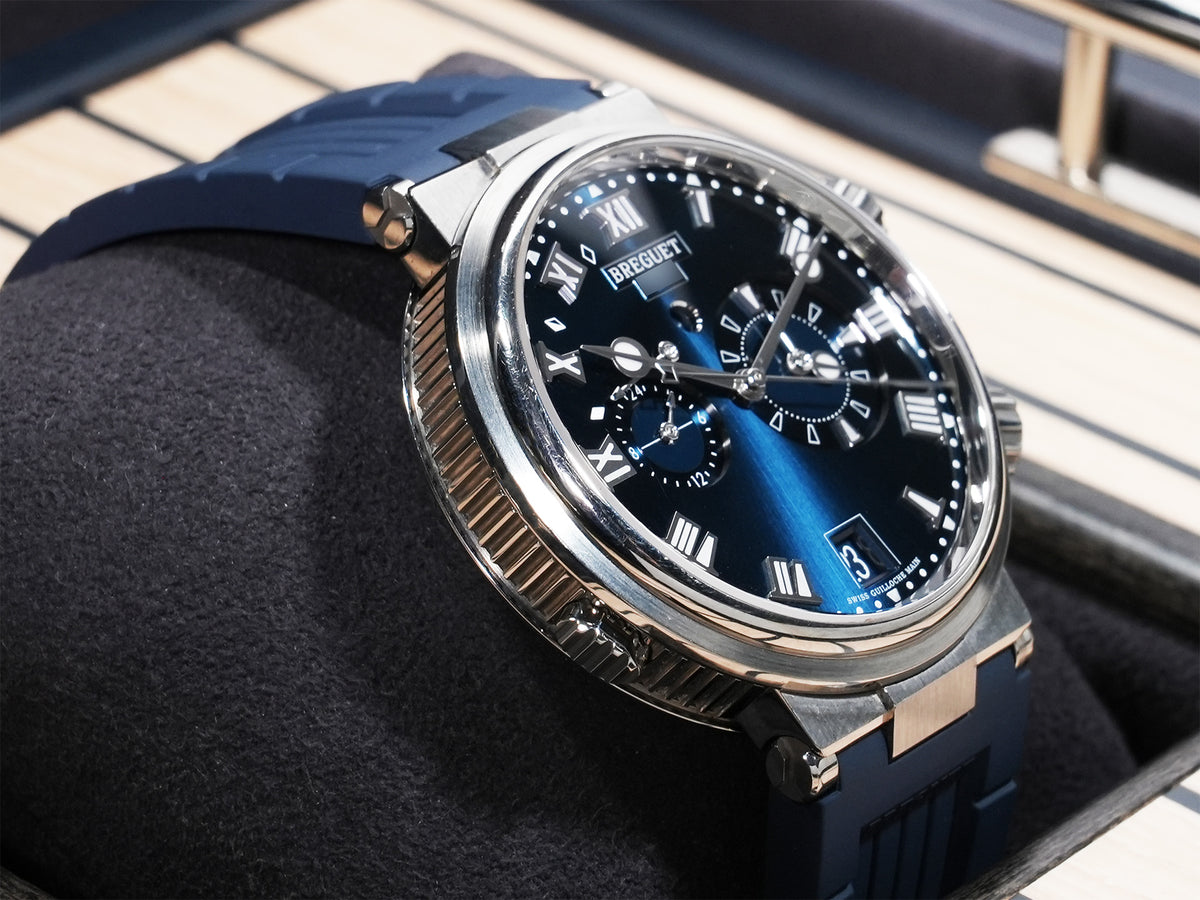 Breguet Marine Alarm Musical 5547 Ref.5547TI/Y1/5ZU Titanium Sunburst Blue Dial Pre-owned q5pxzjnt