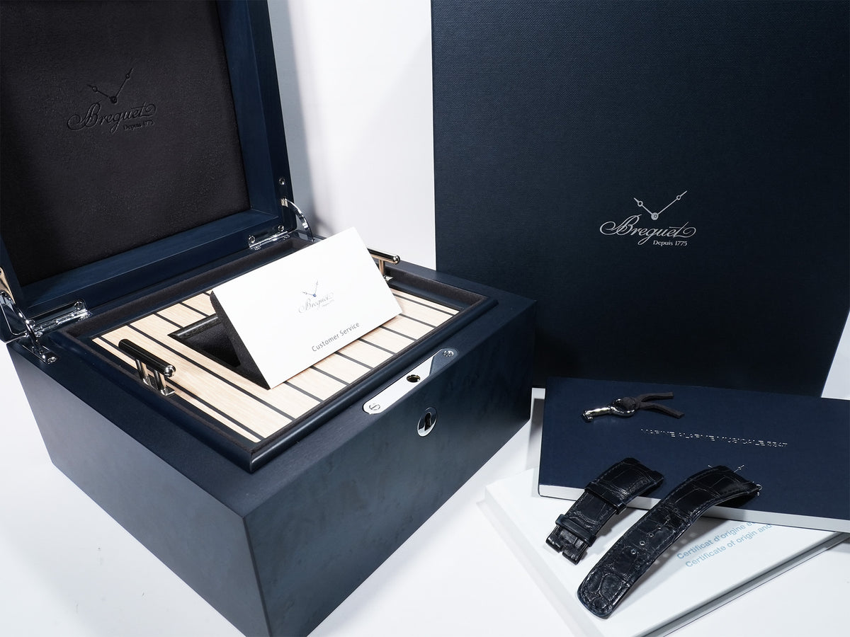 Breguet Marine Alarm Musical 5547 Ref.5547TI/Y1/5ZU Titanium Sunburst Blue Dial Pre-owned q5pxzjnt