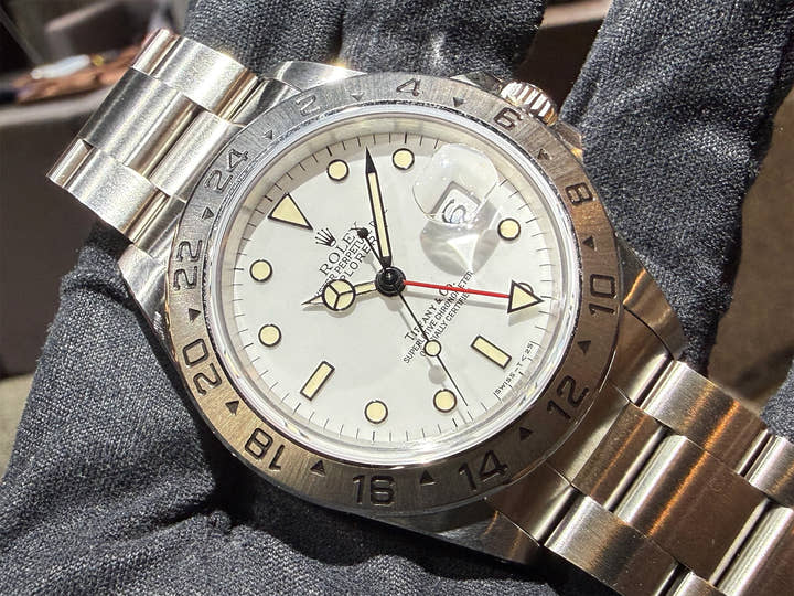 ロレックス エクスプローラーII TIFFANY&CO. Ref.16570 ステンレススチール ホワイト文字盤 オイスターブレスレット 美中古 kueb7see