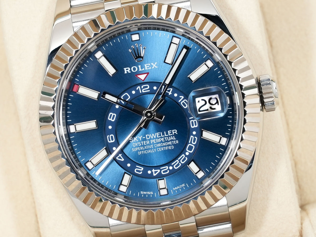 ロレックス スカイドゥエラー Ref.326934 ステンレススチール/ホワイトゴールド ブルー文字盤 ジュビリーブレスレット 美中古 8cpyjnn2